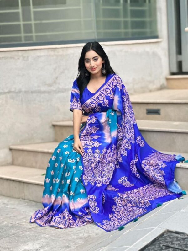 চান্দেরি সিল্ক শাড়ি – ব্লাউজ পিছসহ