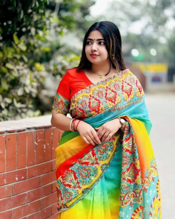 Exclusive Chanderi Silk Colorful Saree