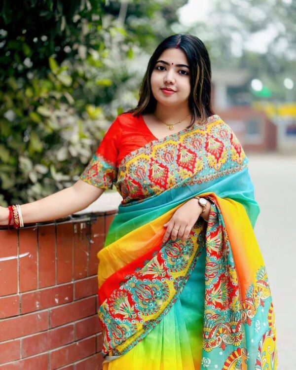 Exclusive Chanderi Silk Colorful Saree