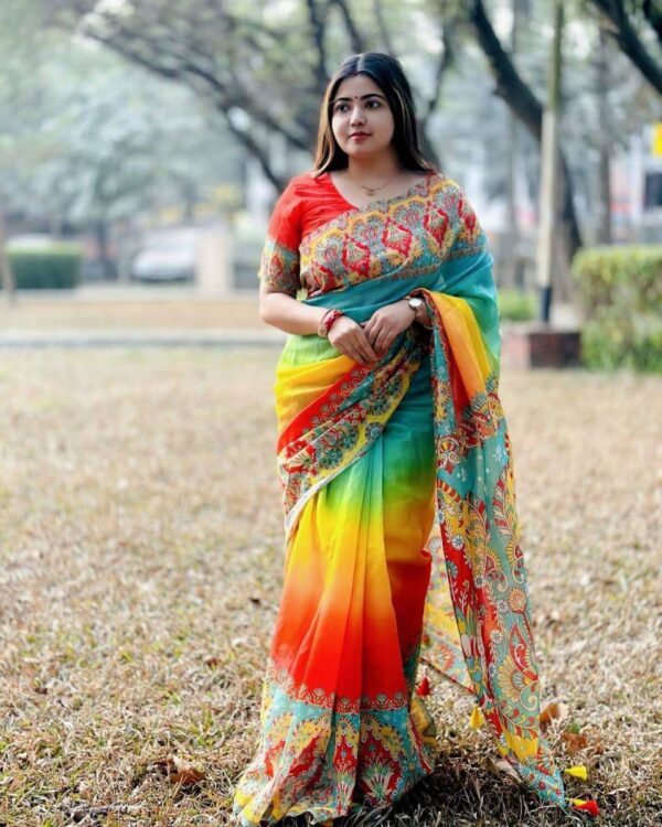 Exclusive Chanderi Silk Colorful Saree